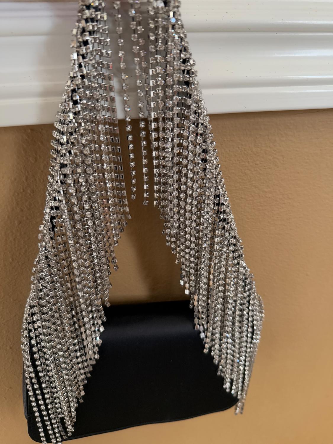 JEWEL FRING HANDLE SATIN CROSSBODY BAG - Image 6
