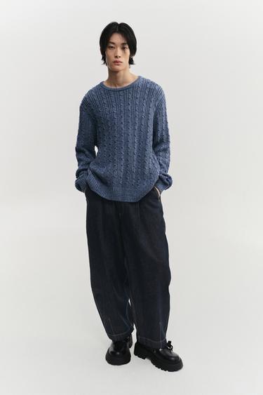 Zara 麻花紋理針織衫 - 藍色