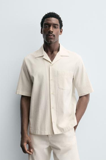 Zara STRIPED POCKET SHIRT - striped