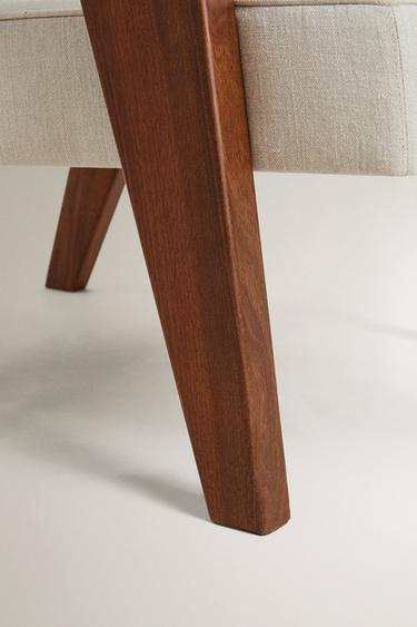 ZARA HOME BY BLASCO UPHOLSTERED WALNUT ACCENT CHAIR - Ecru by Zara - Image 4