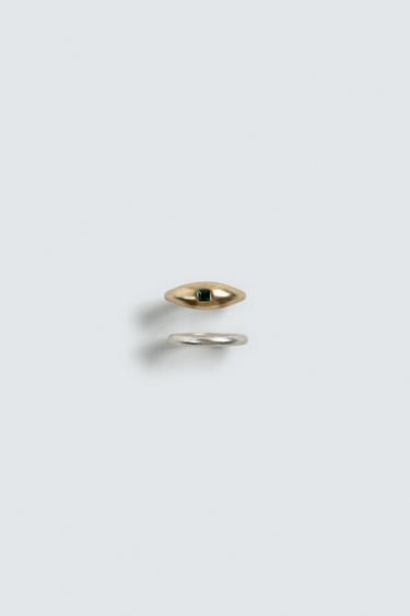 PACK OF 2 COMBINED METAL RINGS - Gold / Silver by Zara