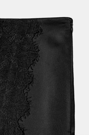 LACE SKORT WITH VENTS - Black by Zara - Image 7