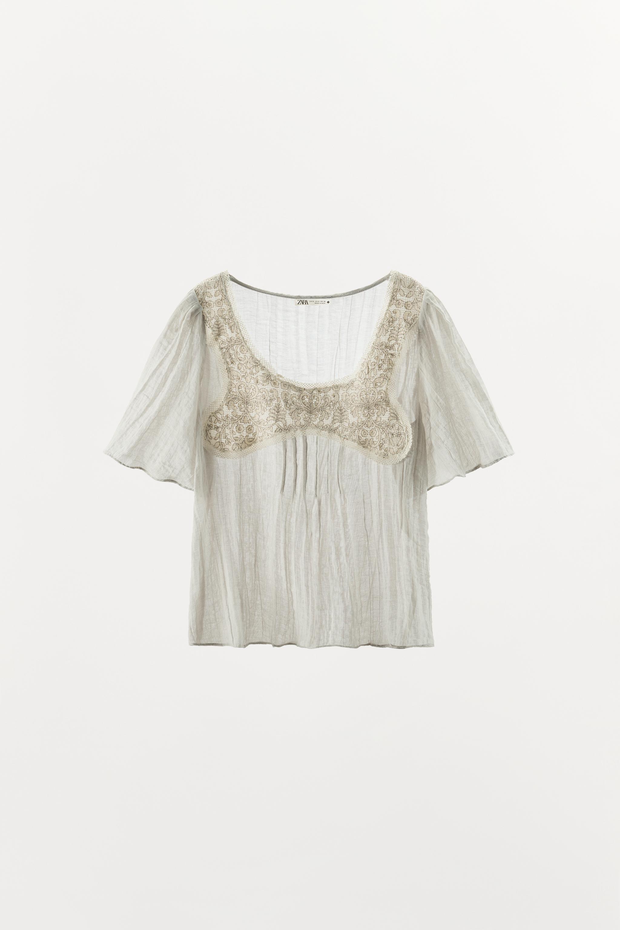 EMBROIDERED LACE COMBINATION TOP