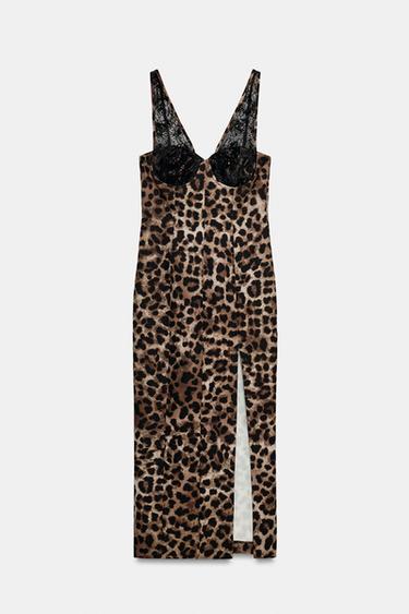 ROBE MI-LONGUE À IMPRIMÉ ANIMALIER AVEC DENTELLE - Leopard de Zara - Image 7