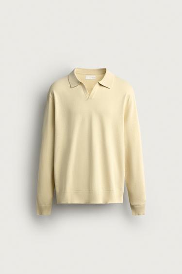 COTTON-LINEN REGULAR FIT KNIT POLO SHIRT - Yellow by Zara