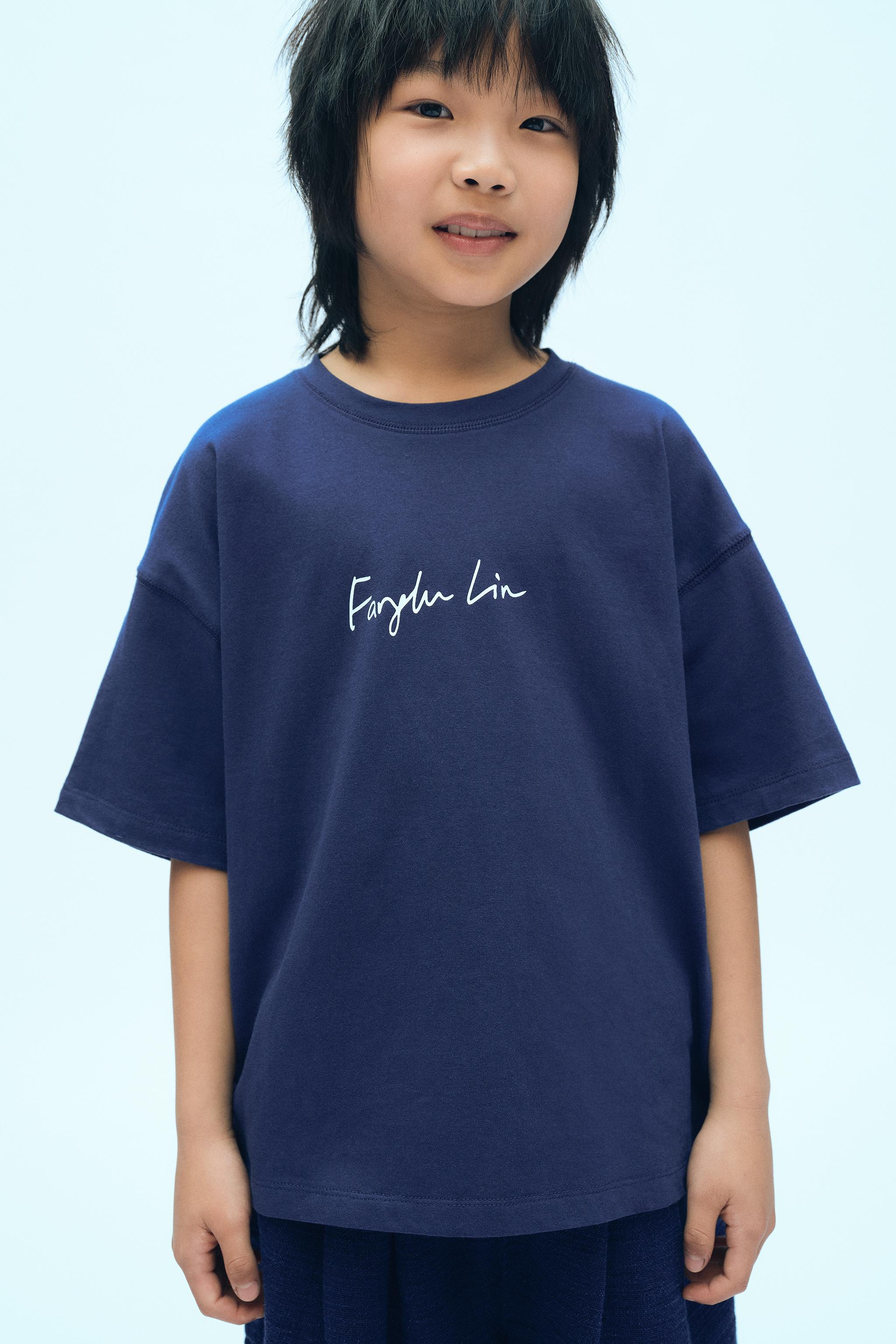 PLAIN T-SHIRT WITH TEXT X FANGLU LIN