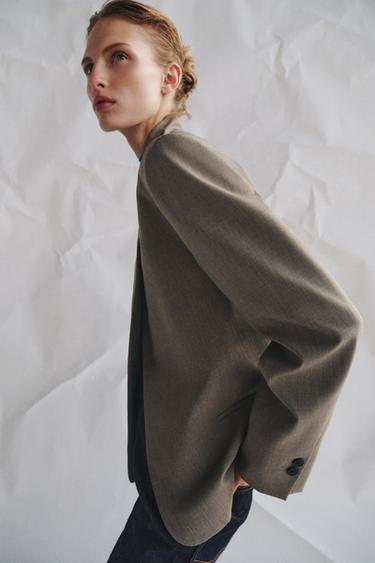HIGH NECK BLAZER ZW COLLECTION - Stone by Zara - Image 3