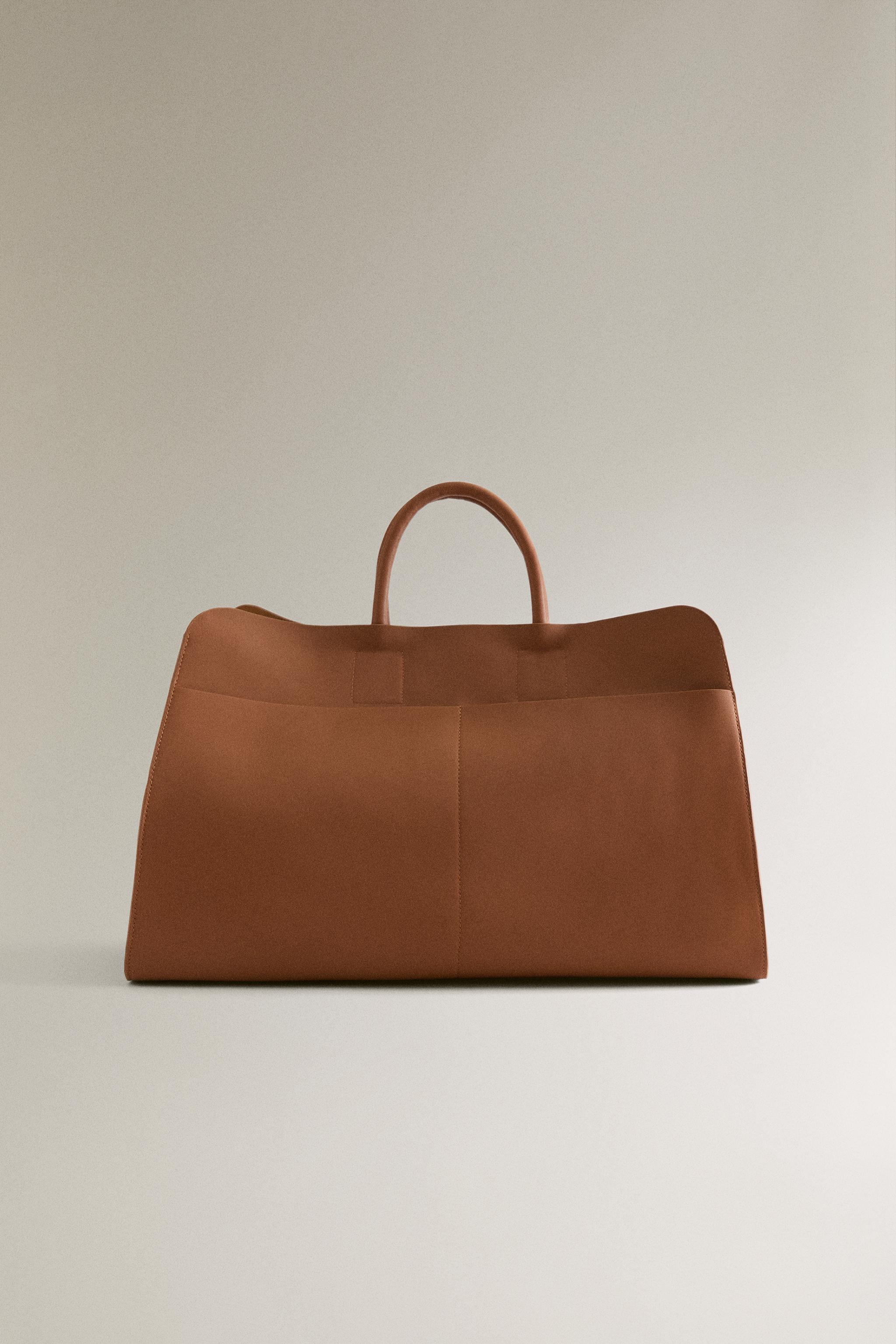 LEATHER TOTE BAG — Brown