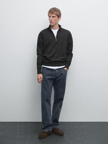 Jersey punto cuello mock - Gris Antracita de Zara - Imagen 0