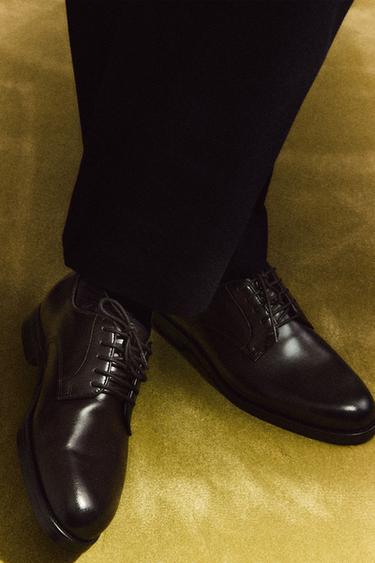 LEATHER DRESS SHOES - Dark brown by Zara