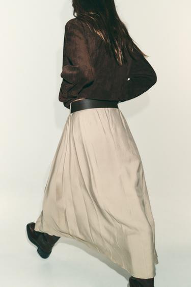 BELTED MIDI SKIRT - Mid-camel by Zara - Image 5