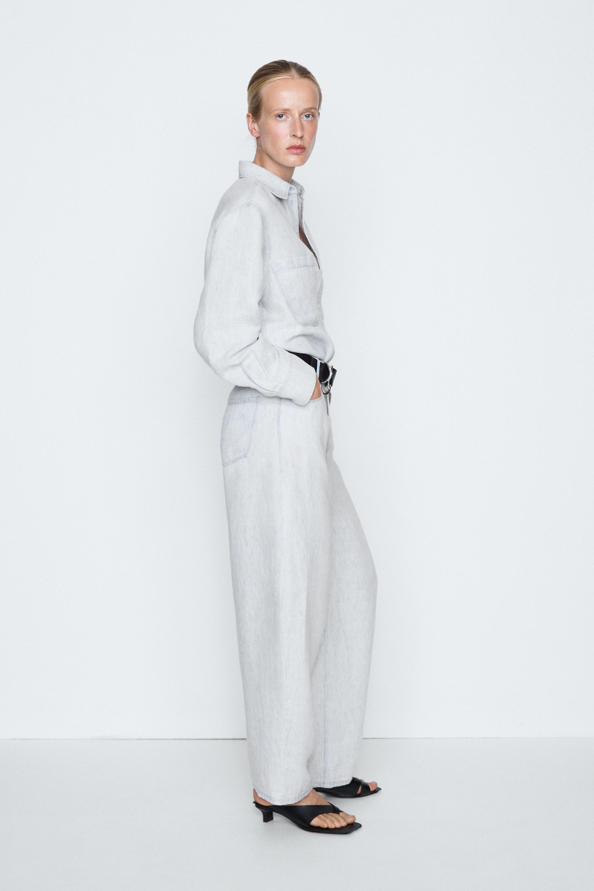 100% linen barrel fit pants - STUDIO