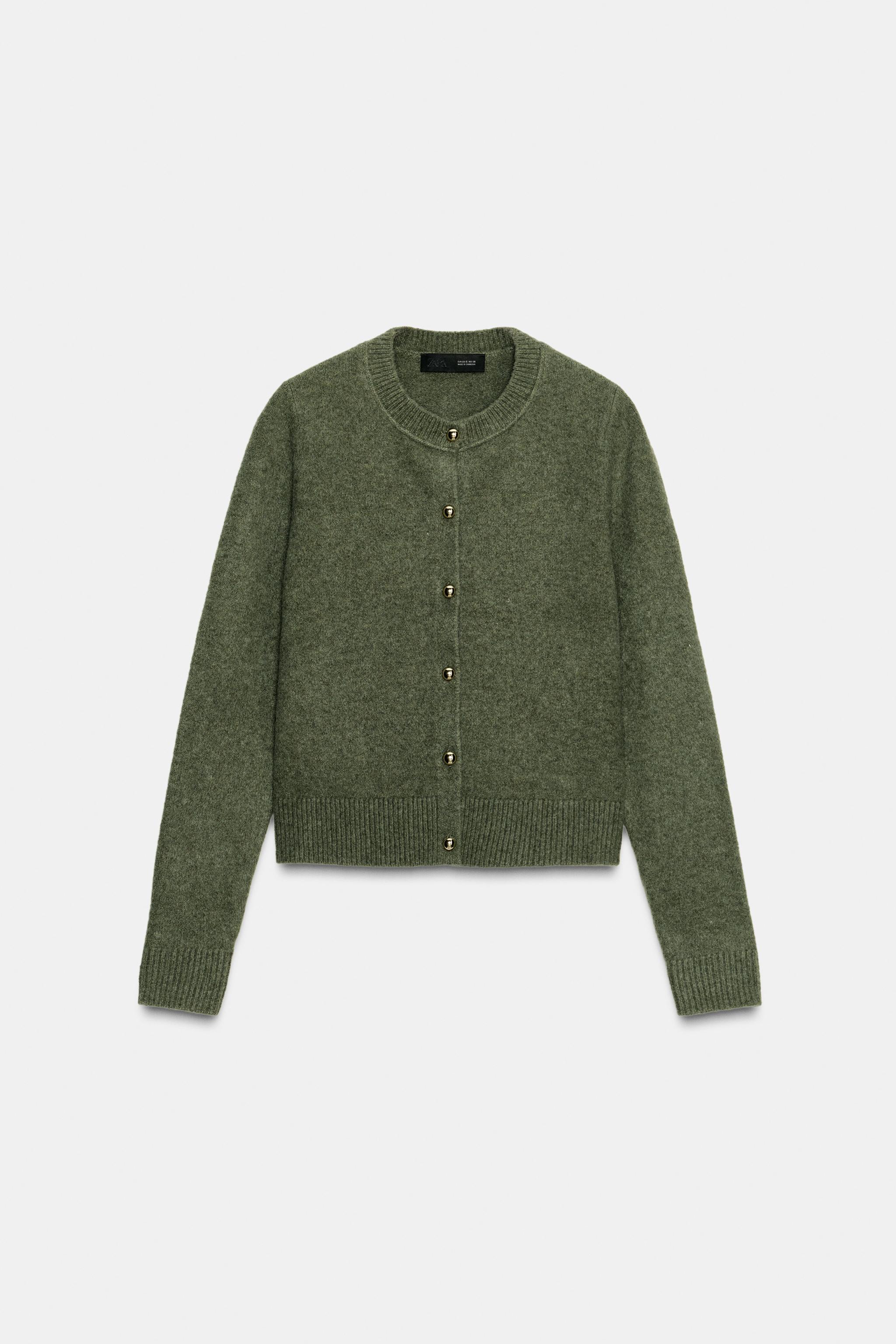 BALL BUTTON KNIT CARDIGAN - Green marl | ZARA United States