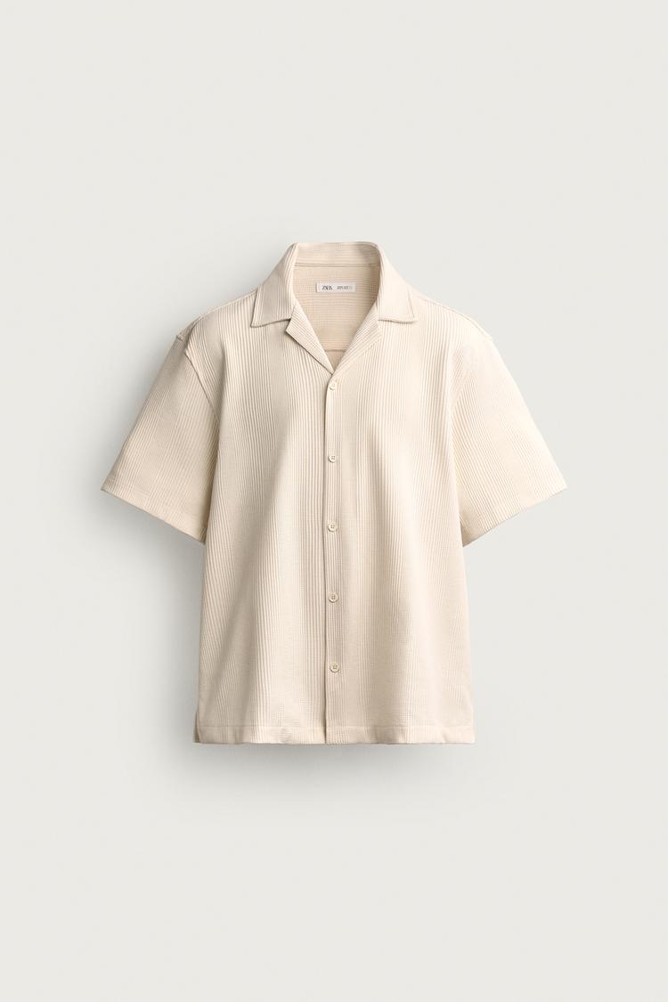 TEXTURED REGULAR FIT SHIRT — Ecru
