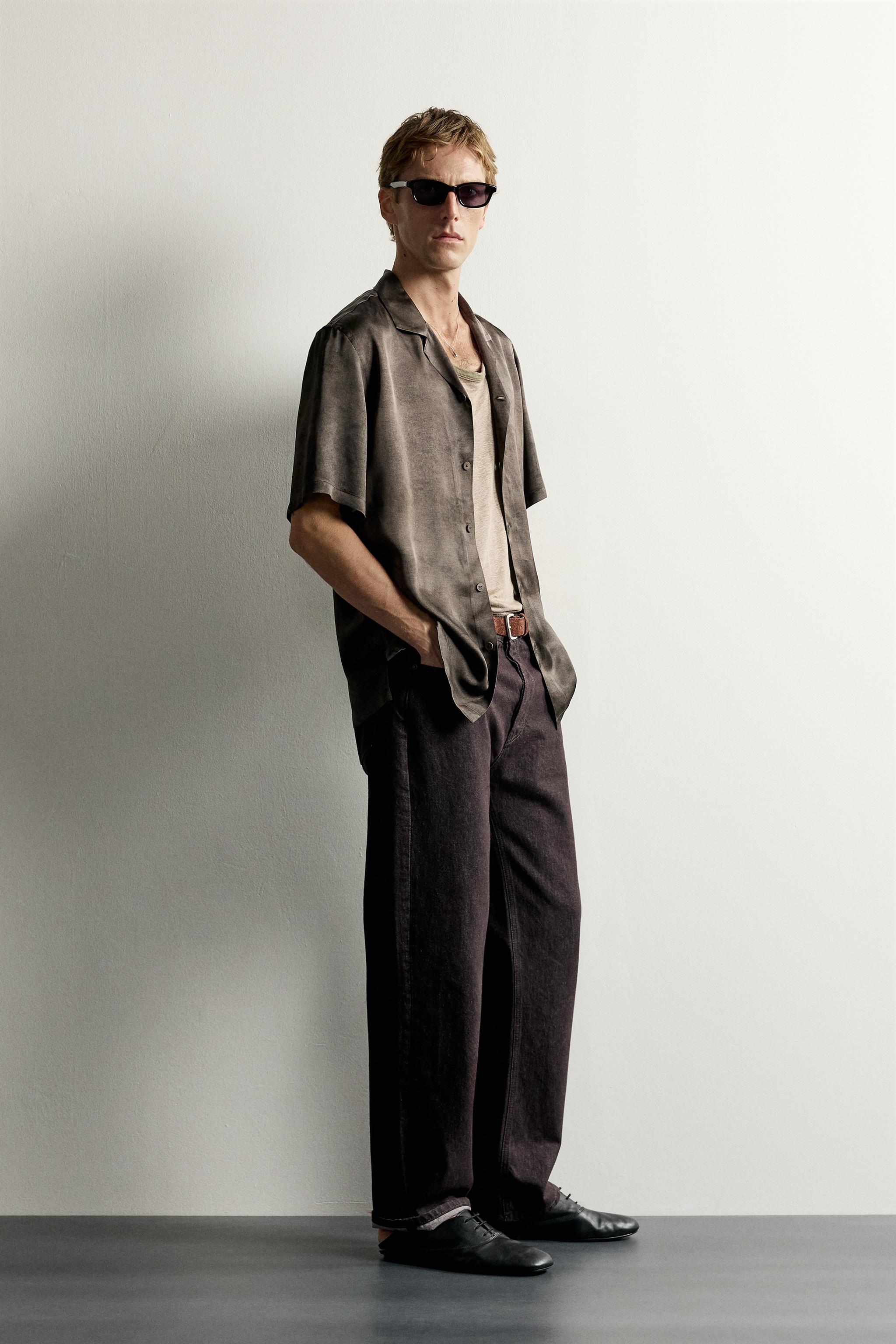 Мужские рубашки Zara WASHED-EFFECT SATIN SHIRT — фото 4