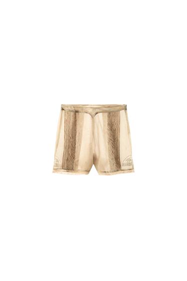 SHORTS ORGANZA ESTAMPADO BORDADOS - Crudo de Zara