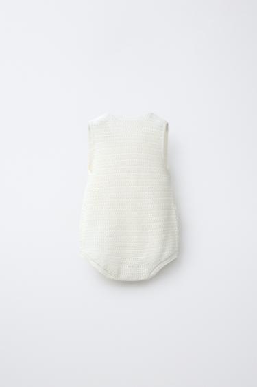 BODY EN MAILLE À FLEURS BRODÉES - Écru de Zara - Image 1