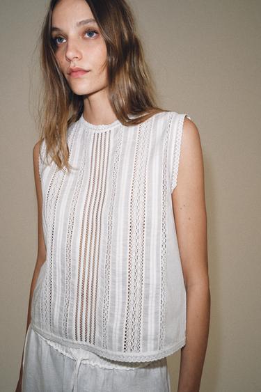 BLOUSE ROMANTIQUE BRODÉE ZW COLLECTION - Blanc de Zara - Image 1