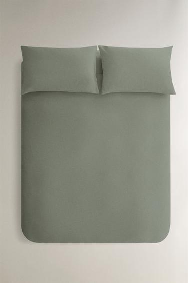 TEXTURED COTTON DUVET COVER - Green by Zara