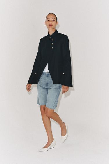БЛЕЙЗЕР ИЗ СМЕСОВОГО ЛЬНА — ZW COLLECTION — ЧЕРНЫЙ от Zara