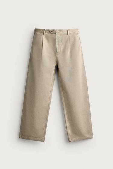 PANTALÓN CHINÉS RELAXED FIT PREGOS - tostada de Zara