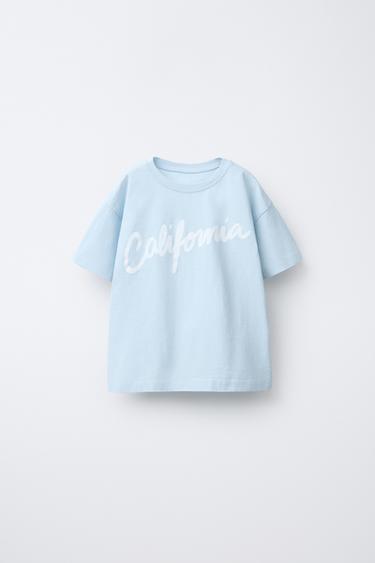 CAMISETA ESTAMPADO TEXTO - Azul claro de Zara - Imagen 0