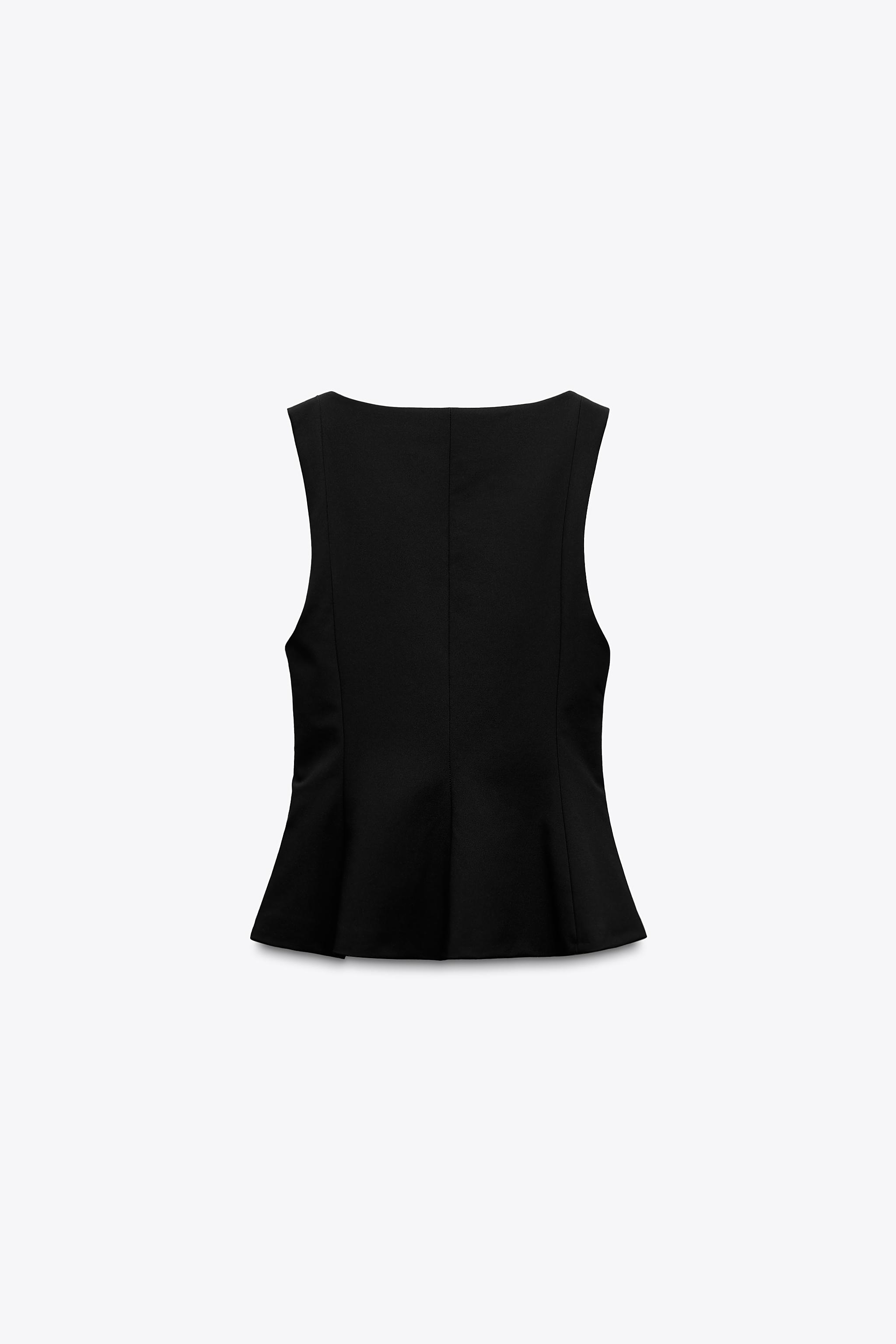 ストレッチペプラムトップス - ブラック | ZARA Japan / 日本