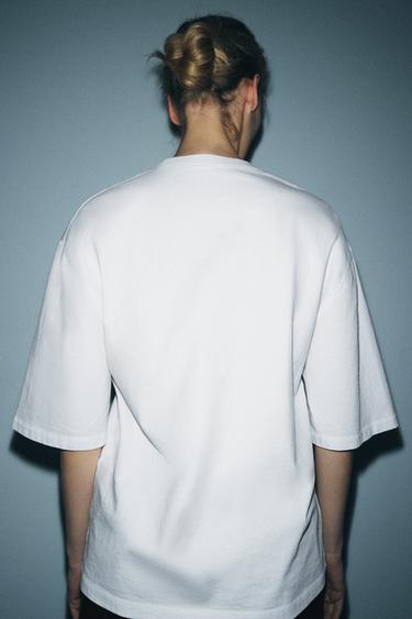 T-SHIRT OVERSIZE RUSTIQUE - Blanc de Zara