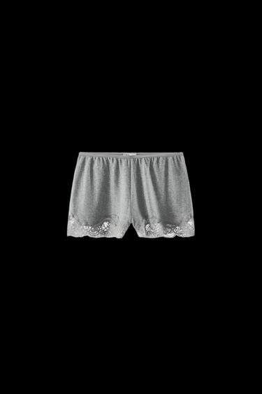 POINTELLE SHORT MET KANT - Grijs gemêleerd van Zara - Afbeelding 0
