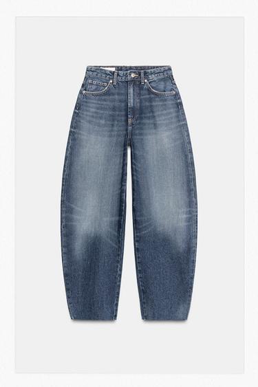 ДЖИНСЫ TRF BARREL С ВЫСОКОЙ ПОСАДКОЙ — МОРСКОЙ СИНИЙ от Zara