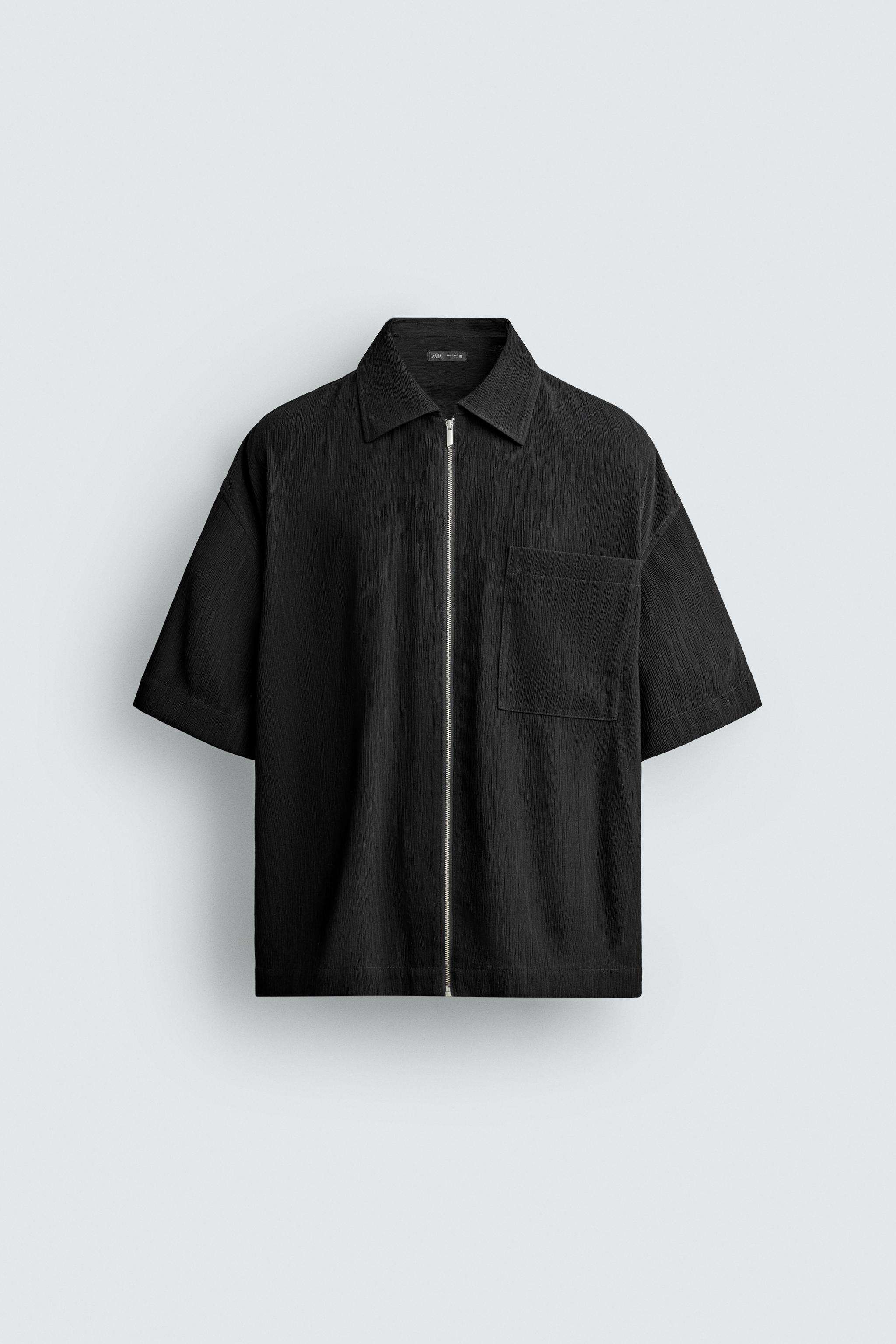 リラックスフィット テクスチャーシャツ - ブラック | ZARA Japan / 日本