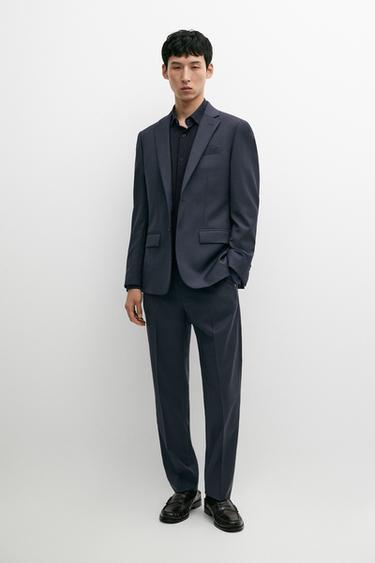 Zara 100% cool wool suit blazer - Navy blue - Image 0