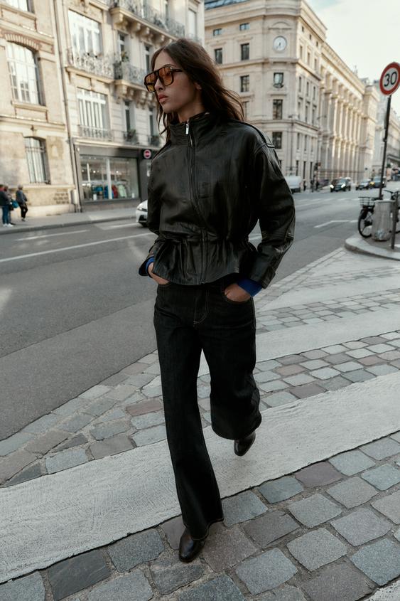 100% LEATHER CRINKLE-EFFECT JACKET