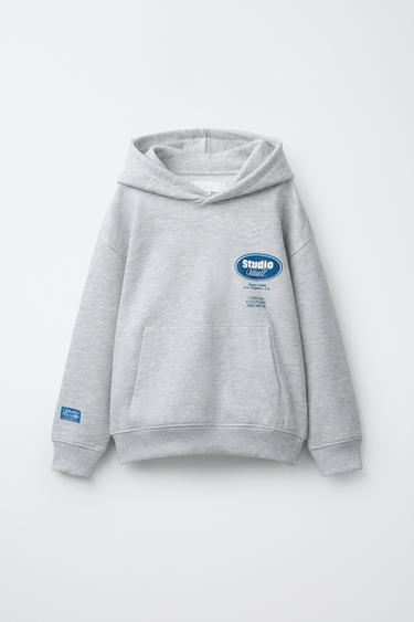 RAISED TEXT HOODIE - Grey marl by Zara