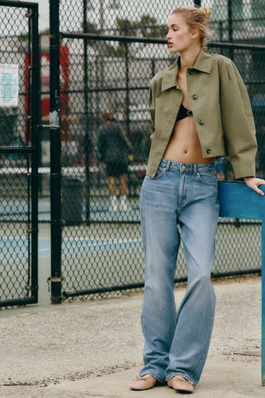 BALLERINES EN CUIR FRONCÉES - Rose de Zara - Image 0