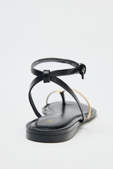 FLAT SANDALS WITH DETAIL - Black by Zara - Image 6