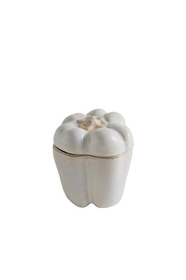 POT DE RANGEMENT POIVRON EN FAÏENCE - Crème de Zara