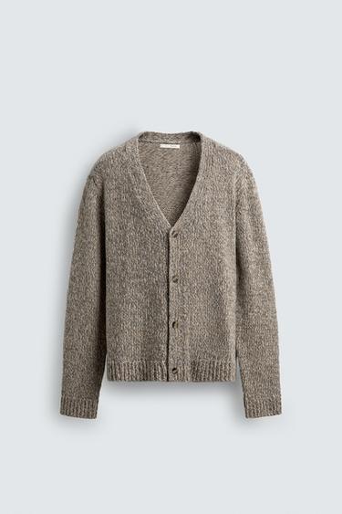 Zara TEXTURED TWIST CARDIGAN - taupe brown