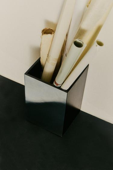 RECTANGULAR METAL WASTEPAPER BASKET - Brown by Zara
