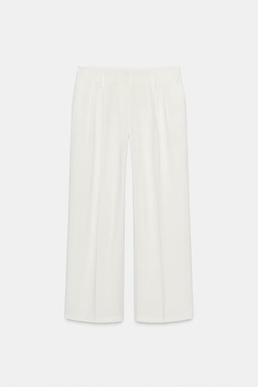PANTALÓN PLIEGUES - Blanco de Zara