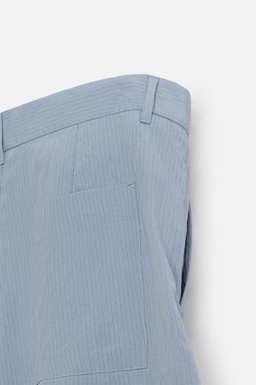 STRIPED CRINKLE-EFFECT BERMUDA SHORTS - Blue by Zara - Image 9