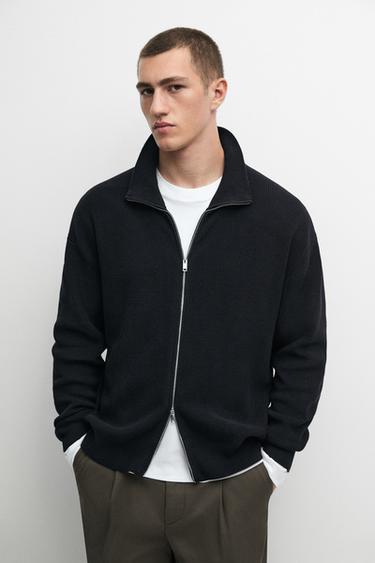 Zara 100% cotton ribbed knit cardigan - Navy blue