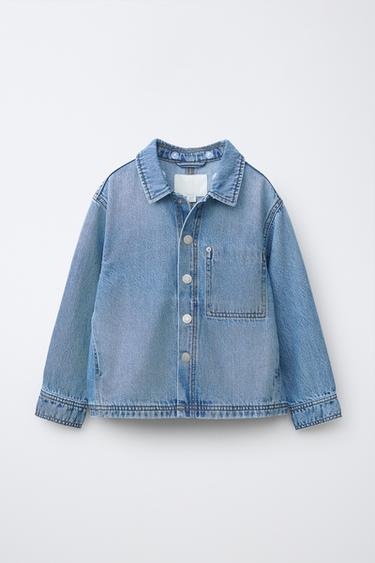 SOBRECAMISA DENIM CAPUCHA DESMONTABLE FELPA - Azul de Zara