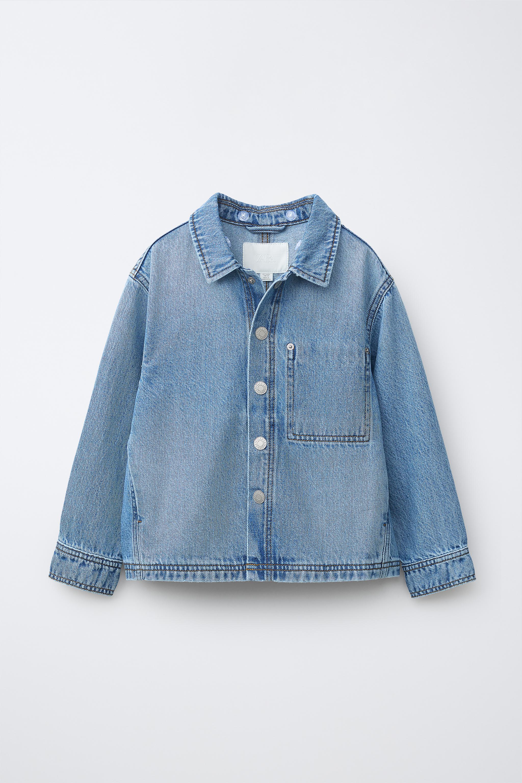 Детские худи Zara DENIM OVERSHIRT WITH REMOVABLE FLEECE — фото 3
