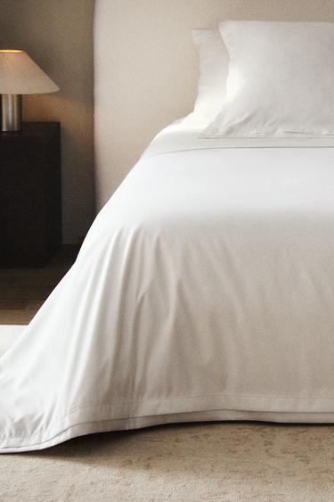 PLEATED COTTON SATEEN DUVET COVER (1000 THREAD COUNT) - White by Zara