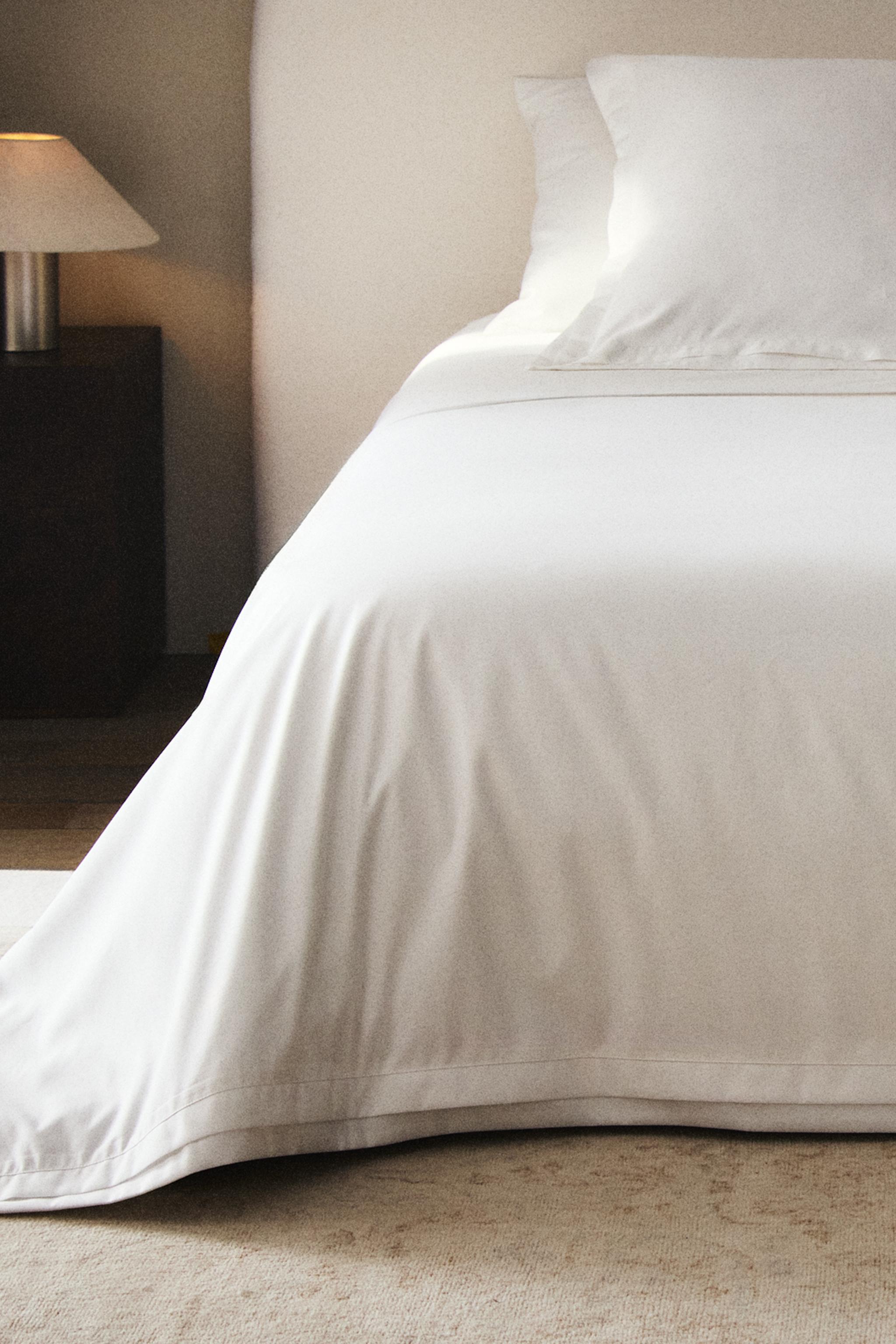 HOUSSE DE COUETTE COTON SATIN BORD PLISSÉ (1000 FILS)