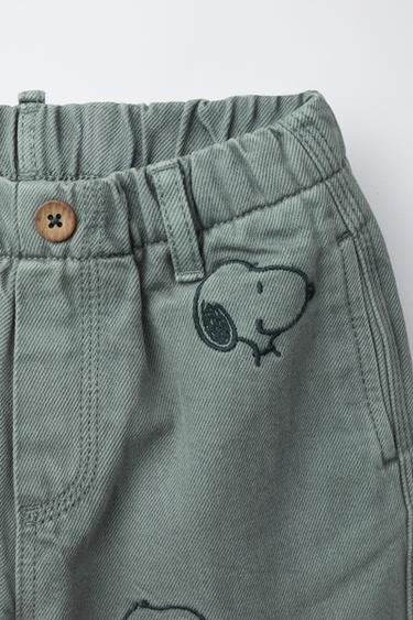 PANTALON EN SERGÉ BAGGY SNOOPY PEANUTS™ - Bleu de Zara - Image 2