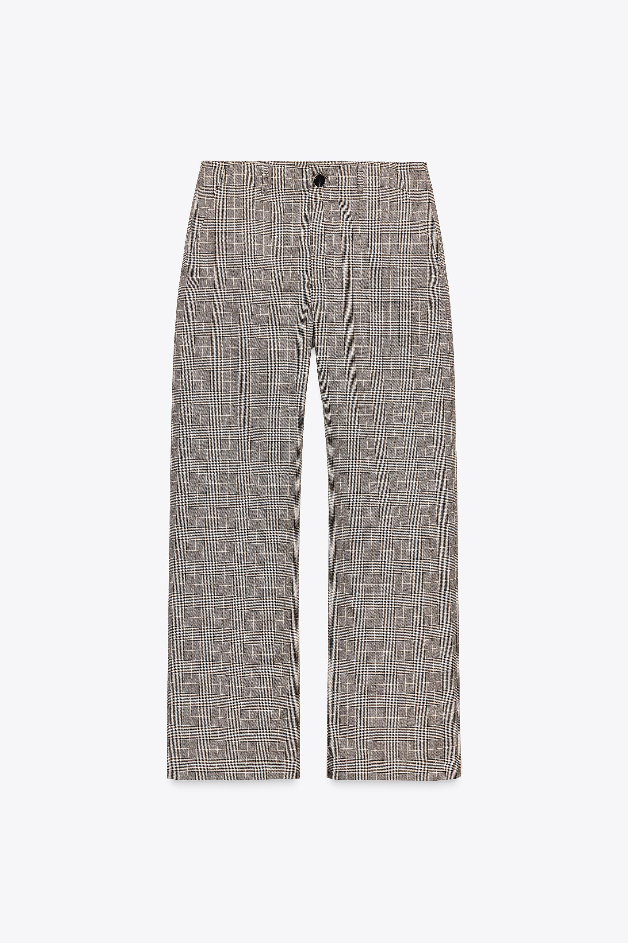 Ladies Trousers Zara Grey Checked Trousers Ladies Zara Size 12