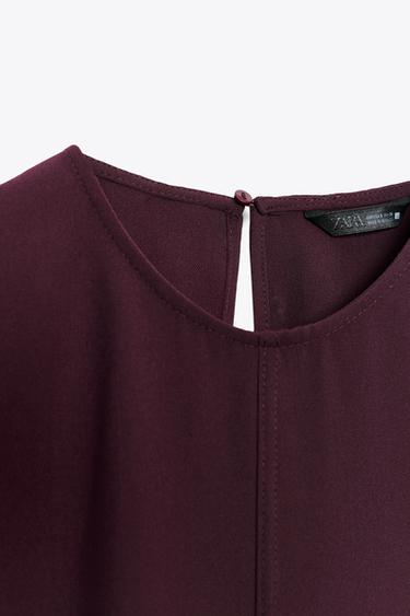 SHORT SLEEVE BELTED TOP - Aubergine by Zara - Image 8