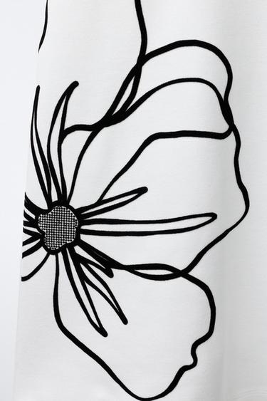 FLOCKED FLOWER DRESS - Ecru by Zara - Image 2